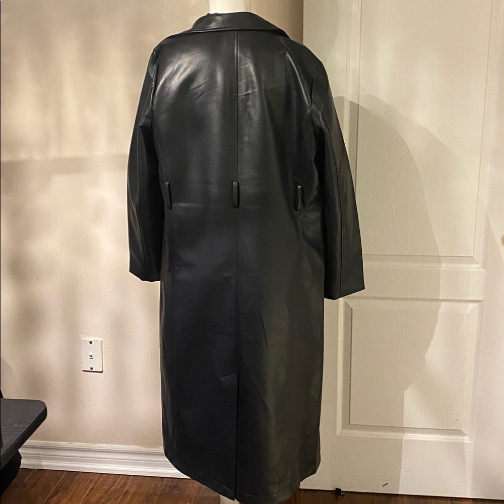 Rebecca Minkoff Black Vegan Leather Trench - L - Picture 4 of 12